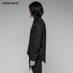 Punk Rave Store Men's Asymmetric Simple Gothic Shirt With Unique Cuff Design
