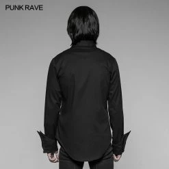 Punk Rave Store Men's Asymmetric Simple Gothic Shirt With Unique Cuff Design