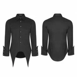 Punk Rave Store Men's Asymmetric Simple Gothic Shirt With Unique Cuff Design