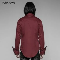Punk Rave Store Men's Asymmetric Simple Gothic Shirt With Unique Cuff Design