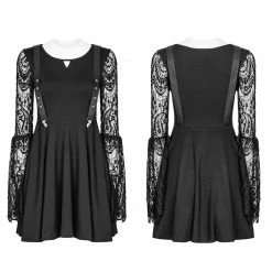 Punk Rave Store Women's Lace Sleeves Punk Dress With Straps Design