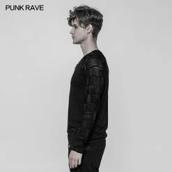 Punk Rave Store Men's Raglan Sleeve Knit Punk T-shirt