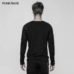 Punk Rave Store Men's Raglan Sleeve Knit Punk T-shirt