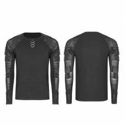 Punk Rave Store Men's Raglan Sleeve Knit Punk T-shirt