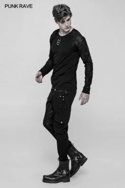 Punk Rave Store Men's Raglan Sleeve Knit Punk T-shirt