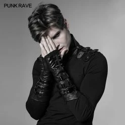 Punk Rave Store Men And Women Diablo Assassin Punk Rivet Leather Buckles Gloves Arm Warmers CyberPunk