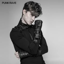 Punk Rave Store Men And Women Diablo Assassin Punk Rivet Leather Buckles Gloves Arm Warmers CyberPunk