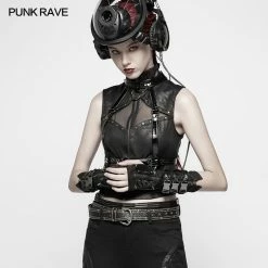 Punk Rave Store Men And Women Diablo Assassin Punk Rivet Leather Buckles Gloves Arm Warmers CyberPunk