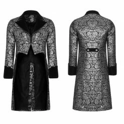 Punk Rave Store Gothic Steampunk Gothic Metal Texture Jacquard Swallow Tail Coat Jacket