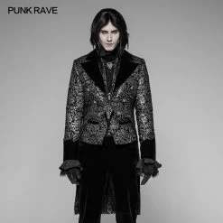 Punk Rave Store Gothic Steampunk Gothic Metal Texture Jacquard Swallow Tail Coat Jacket