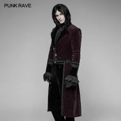 Punk Rave Store Gothic Dark Rose Printed Velvet Swallowtail Coat Jacket