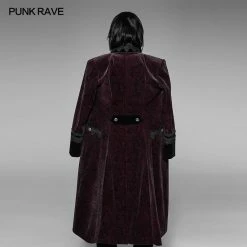 Punk Rave Store Gothic Dark Rose Printed Velvet Swallowtail Coat Jacket