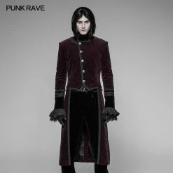 Punk Rave Store Gothic Dark Rose Printed Velvet Swallowtail Coat Jacket
