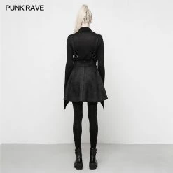 Punk Rave Store Punk Suede Personality High Waisted Suspender Skirt For Girls