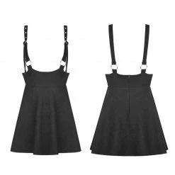 Punk Rave Store Punk Suede Personality High Waisted Suspender Skirt For Girls