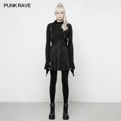 Punk Rave Store Punk Suede Personality High Waisted Suspender Skirt For Girls