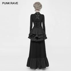 Punk Rave Store Victorian Steampunk Long Linen Lace Up Corset Suspender Dress