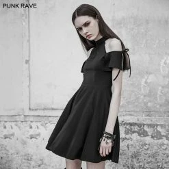 Punk Rave Store Gothic Astrology Series Moon Magic Halter Neck Dress Cyber Goth
