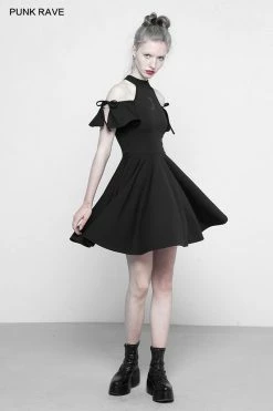 Punk Rave Store Gothic Astrology Series Moon Magic Halter Neck Dress Cyber Goth