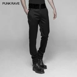 Punk Rave Store Dracula Gothic Pants Dark Stripes Trousers With Velvet Print Waistband