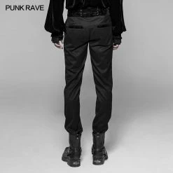 Punk Rave Store Dracula Gothic Pants Dark Stripes Trousers With Velvet Print Waistband