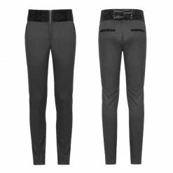 Punk Rave Store Dracula Gothic Pants Dark Stripes Trousers With Velvet Print Waistband