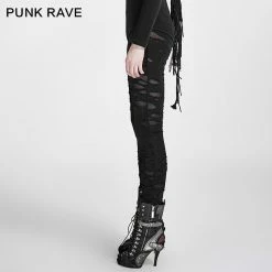 Punk Rave Store Hot Sale Broken Mesh Gothic Pants/leggings For Women