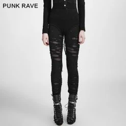Punk Rave Store Hot Sale Broken Mesh Gothic Pants/leggings For Women