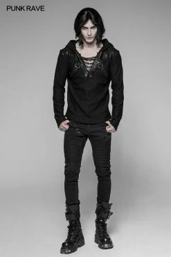 Punk Rave Store Punk Sweater & Hoodies Dark Evil Dragon Pullover Mosaic Punk Hoodies For Men