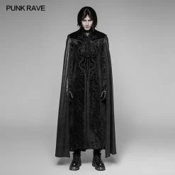 Punk Rave Store Dracula Gorgeous Gothic Cape Cloak Embossed Velvet Long Coat