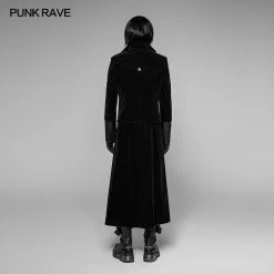 Punk Rave Store Gothic Victorian Gorgeous Velvet Long Punk Jacket Detachable Fake Two-Piece Coat For Men