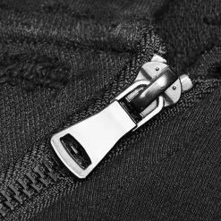 Punk Rave Store Decadent Punk S-shaped Zipper Knitting T-shirt Personality Mosaic High Collar Sweater