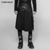 Punk Rave Store Men's Dark Punk Leather Splicing Personality Pleated Skirt