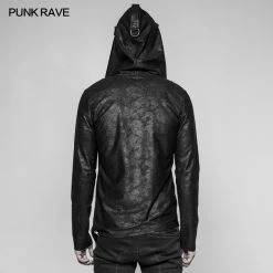 Punk Rave Store Punk Sweater & Hoodies Men's Dark Punk Personality Pullover Hoodie Beveled Zipper Hooded Knitting Sweater