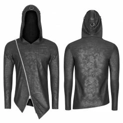 Punk Rave Store Punk Sweater & Hoodies Men's Dark Punk Personality Pullover Hoodie Beveled Zipper Hooded Knitting Sweater