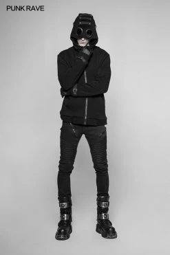 Punk Rave Store Punk Pilot Personality Hooded Jacket Cashmere Sweater Cardigan For Men