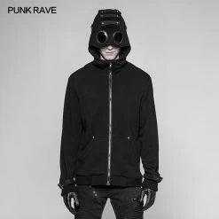 Punk Rave Store Punk Pilot Personality Hooded Jacket Cashmere Sweater Cardigan For Men
