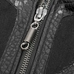 Punk Rave Store Men's Rough Leather Splicing Stand Collar Punk Vest