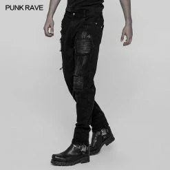 Punk Rave Store Men's Punk Decadent Crack Personality Pants Hand-painted Trousers