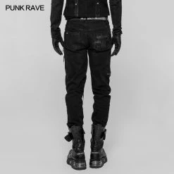 Punk Rave Store Men's Punk Decadent Crack Personality Pants Hand-painted Trousers