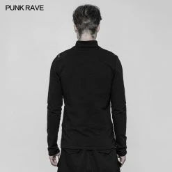 Punk Rave Store Punk Mens T Shirts Men's Punk Front Pimp Rivets Slim Personality T-shirt