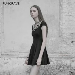 Punk Rave Store Sexy Front Cross V Collar Backless Tight Strap Dress