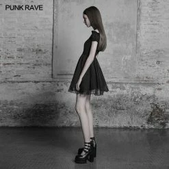 Punk Rave Store Elegant Gothic Lolita Off Shoulder Ruffle Lace Dress