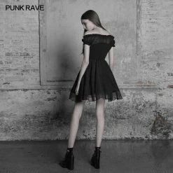 Punk Rave Store Elegant Gothic Lolita Off Shoulder Ruffle Lace Dress
