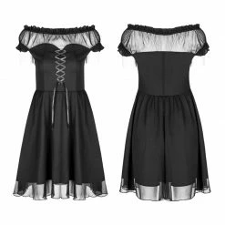 Punk Rave Store Elegant Gothic Lolita Off Shoulder Ruffle Lace Dress