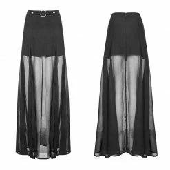 Punk Rave Store Punk High Waist Chiffon Translucent Long Split Skirt