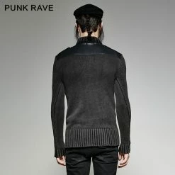 Punk Rave Store Punk Sweater & Hoodies Steampunk Smoked Grey Punk Sweaters With A Belt