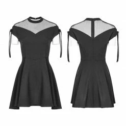 Punk Rave Store Women's Sexy Gauze Stitching Chiffon Dress With Bow-Knot Detail