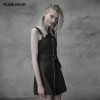 Punk Rave Store Personality Punk Metal A Pendulum Denim Dress With Adjustable Shoulder Straps