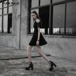 Punk Rave Store Gothic Elegant Black Chiffon Silk Dress For Women